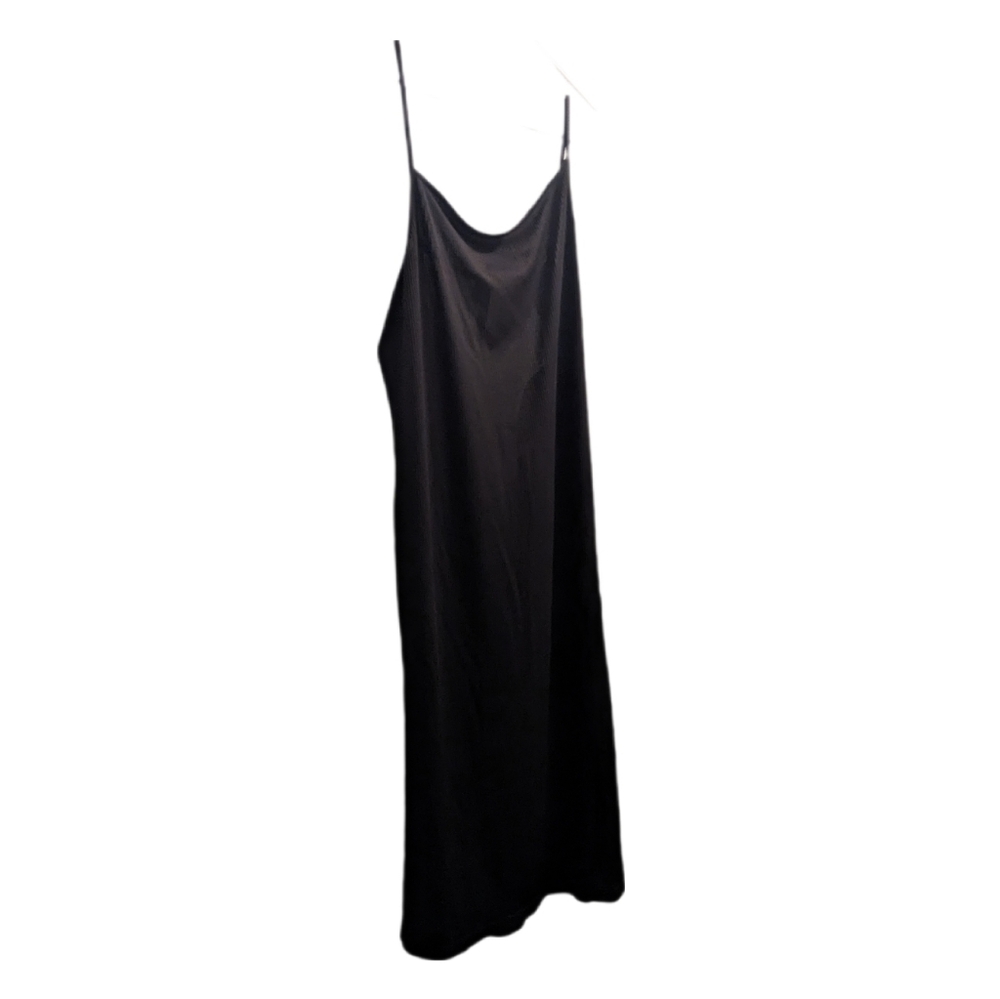 H&M Black Ribbed Tie Back Midi Dress XL